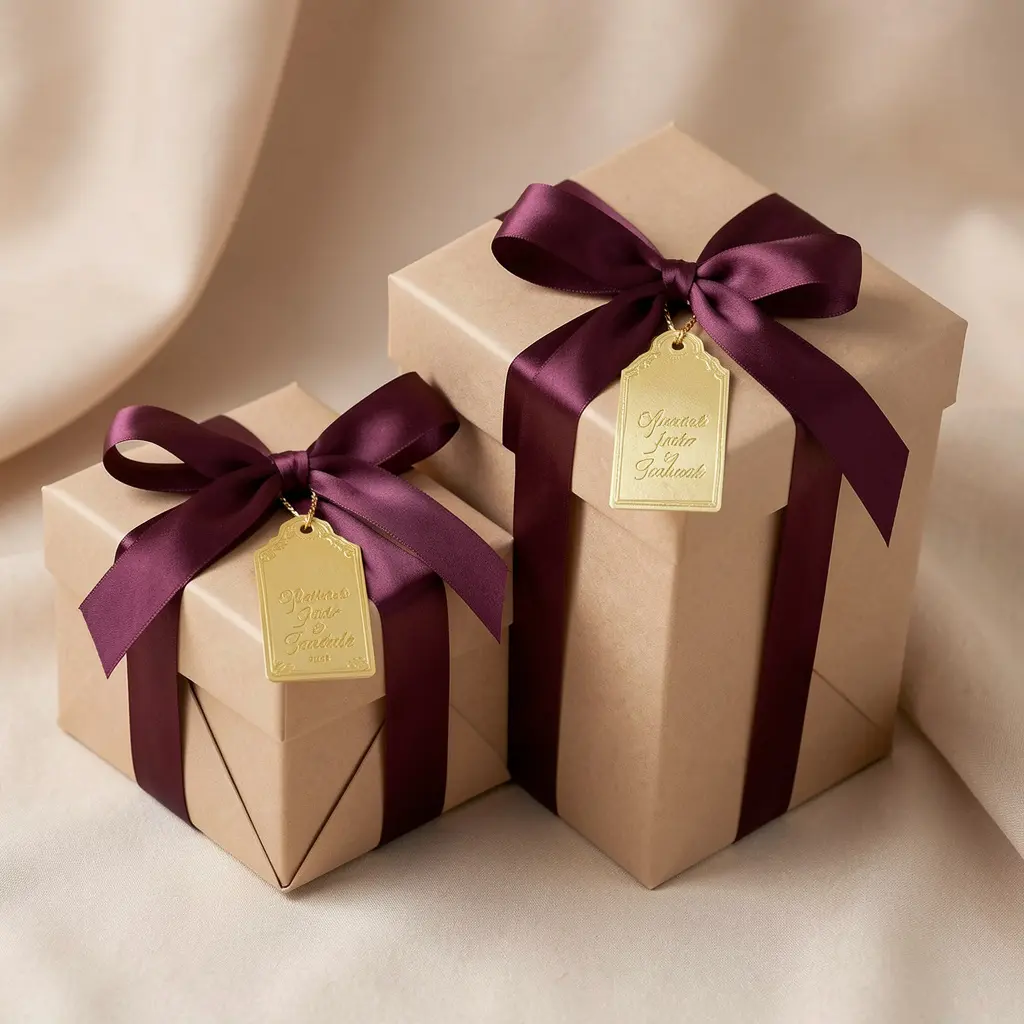 Beautifully wrapped gift boxes with elegant ribbons and decorations